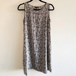 Eileen Fisher Silk Crepe De Chine Roadster Print Sleeveless Shift Dress XS